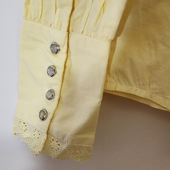 NÜMPH 100% Cotton Yellow Shirt Long sleeves Mandarin collar - Picture 6 of 14